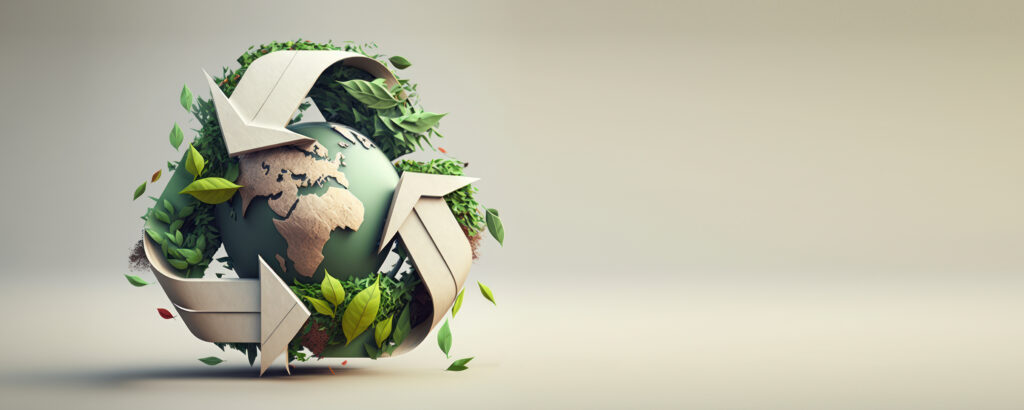 Recycle symbol copy space, Eco friendly earth background.